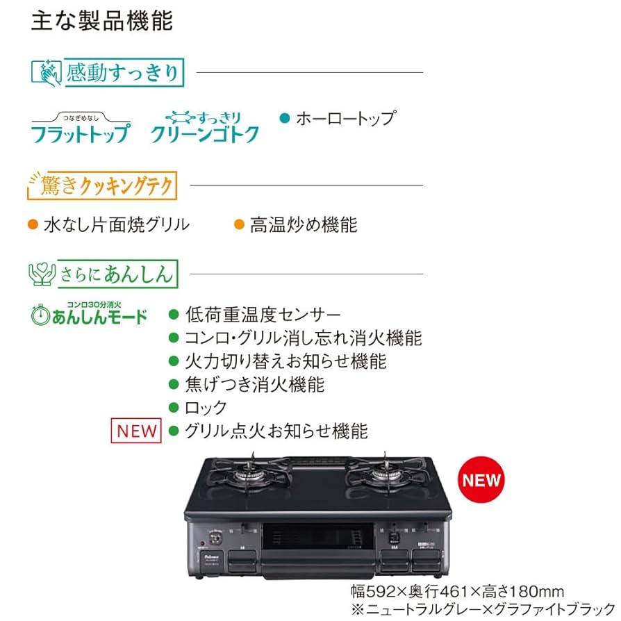 Amazon.co.jp: [セット販売] パロマ ガステーブル 【都市ガス/右